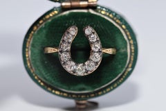 New Made Gold 18k Horse Shoe Design Natural Diamond Decorated Ring (bague en or 18 carats ornée de diamants naturels)