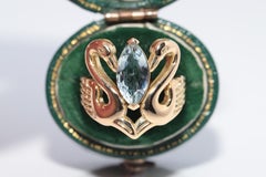 New Made 18k Gold Natürliche AquaMarine Dekorierte Vogel Design Starke Ring