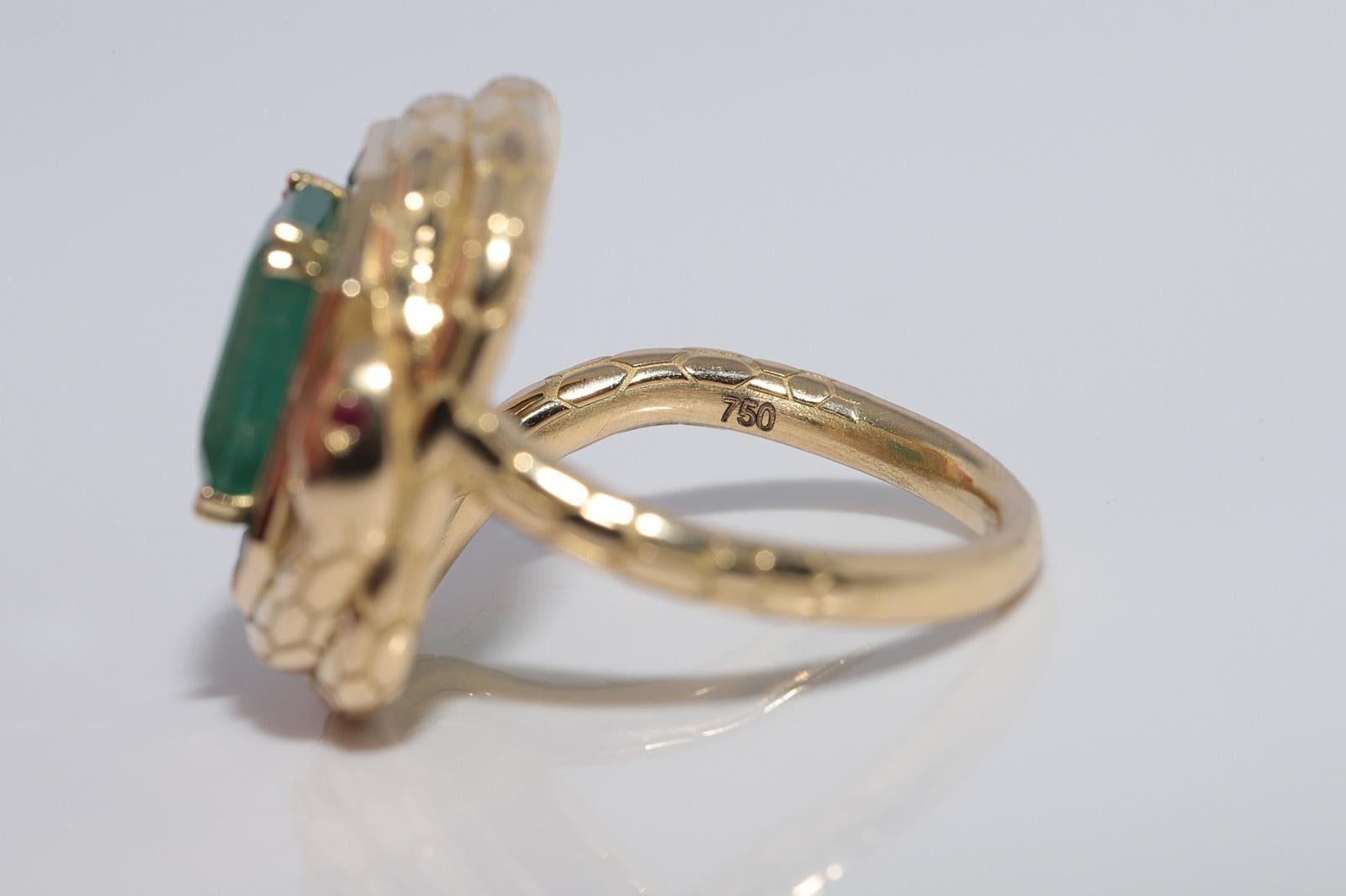 New Made 18k Gold Natural Baguette Cut Diamond und Smaragd Schlange Design Ring im Angebot 7