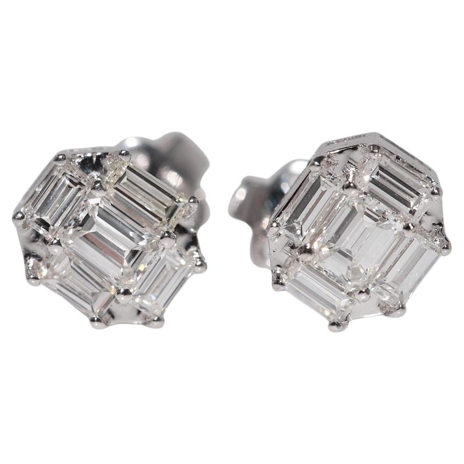 New Made Boucle d'oreille en or 18k ornée de diamants baguette naturels