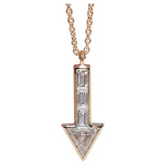 New Made 18k Gold Natural Baguette Cut Trillion Cut Diamond Arrow Necklace New Made 18k Gold Natural Baguette Cut Trillion Cut Diamond Arrow Necklace