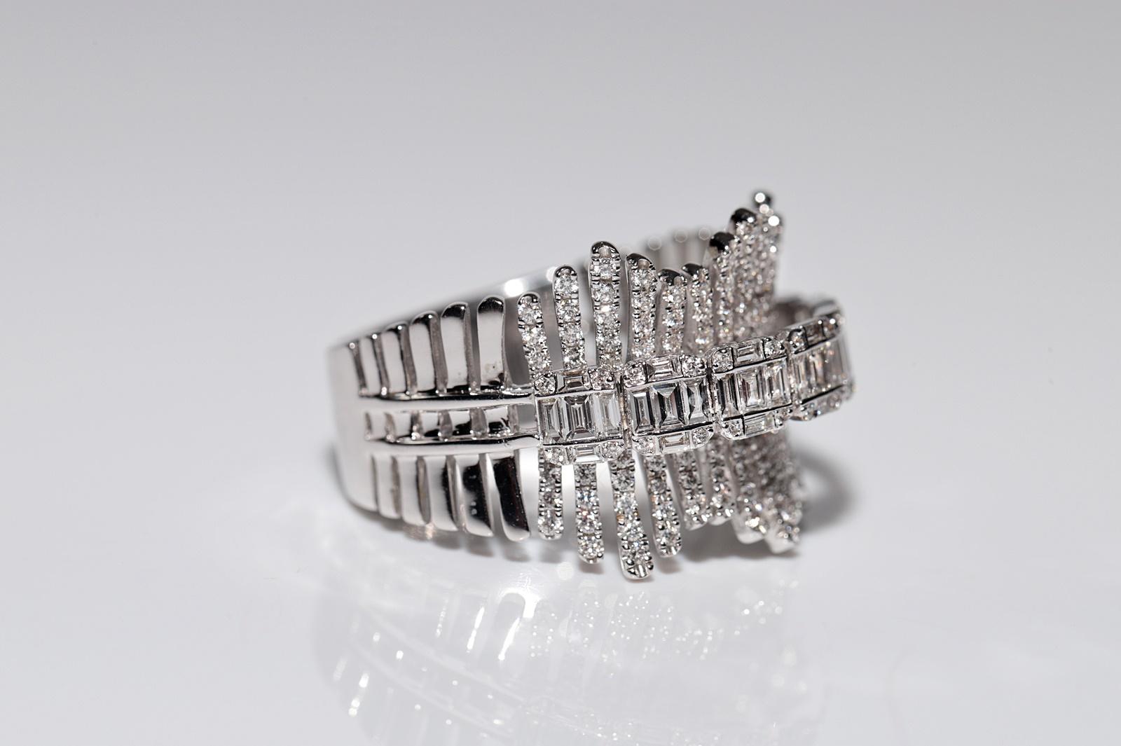 Neuer 18 Karat Gold Diamant-Tankring mit natürlichem Brillantschliff und Diamant im Baguetteschliff im Zustand „Neu“ im Angebot in Fatih/İstanbul, 34