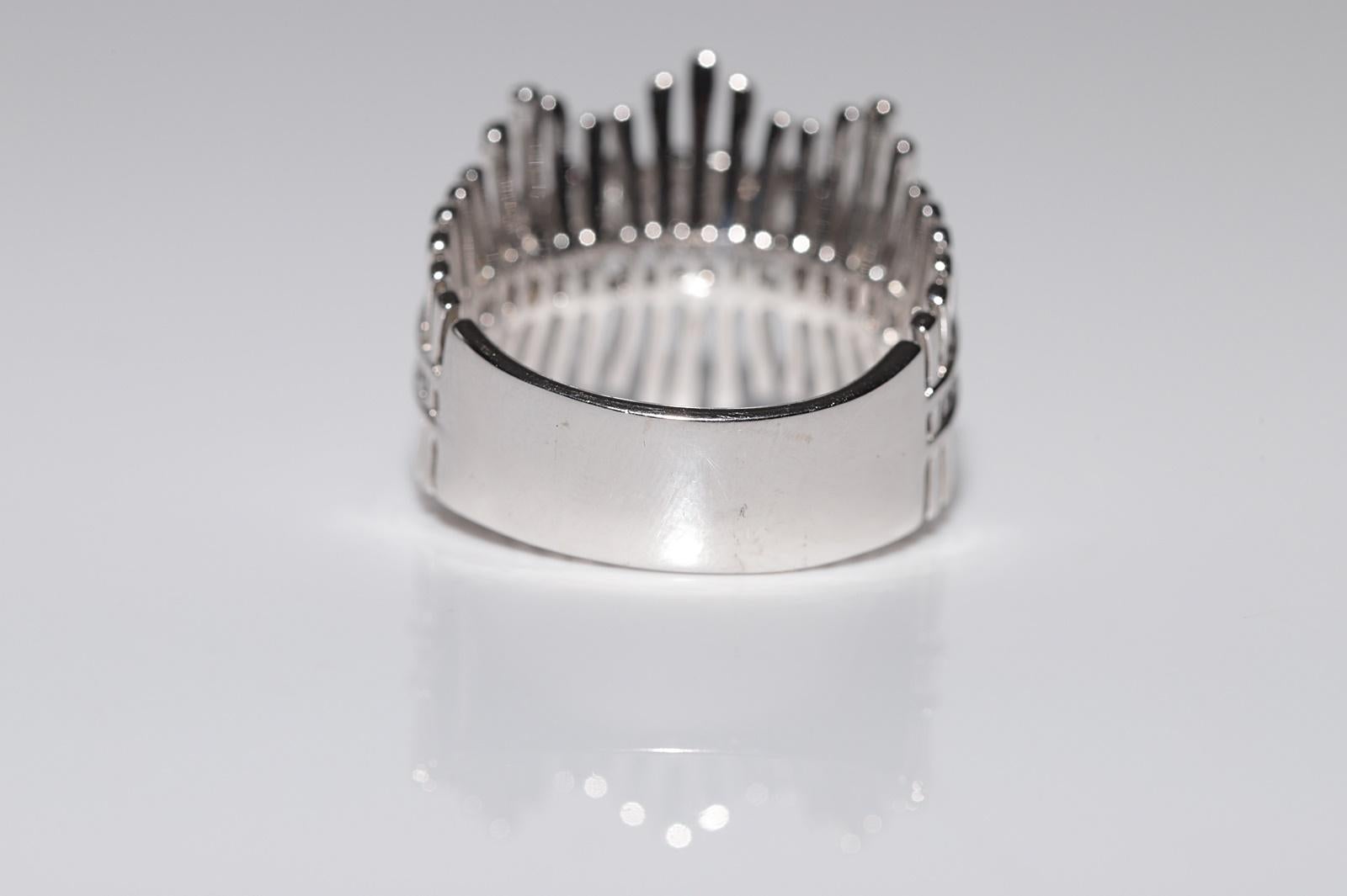 Neuer 18 Karat Gold Diamant-Tankring mit natürlichem Brillantschliff und Diamant im Baguetteschliff im Angebot 3