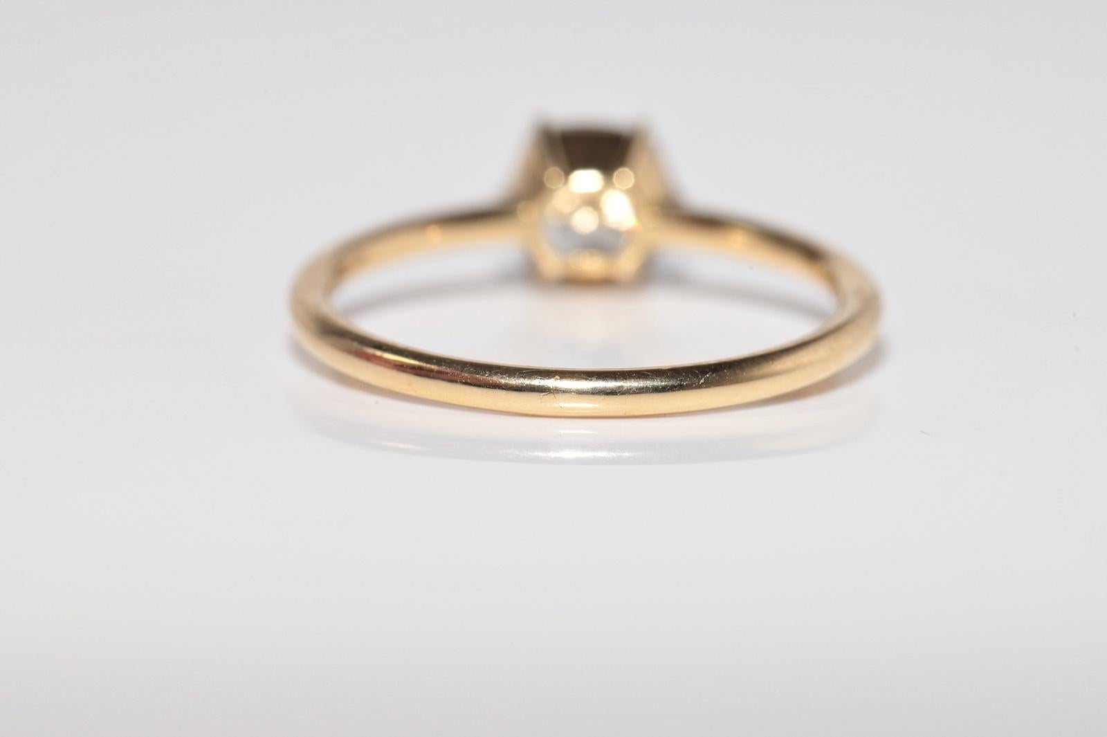 New Made 18k Gold natürlichen Kissenschliff Diamant dekoriert Solitär-Ring im Angebot 5