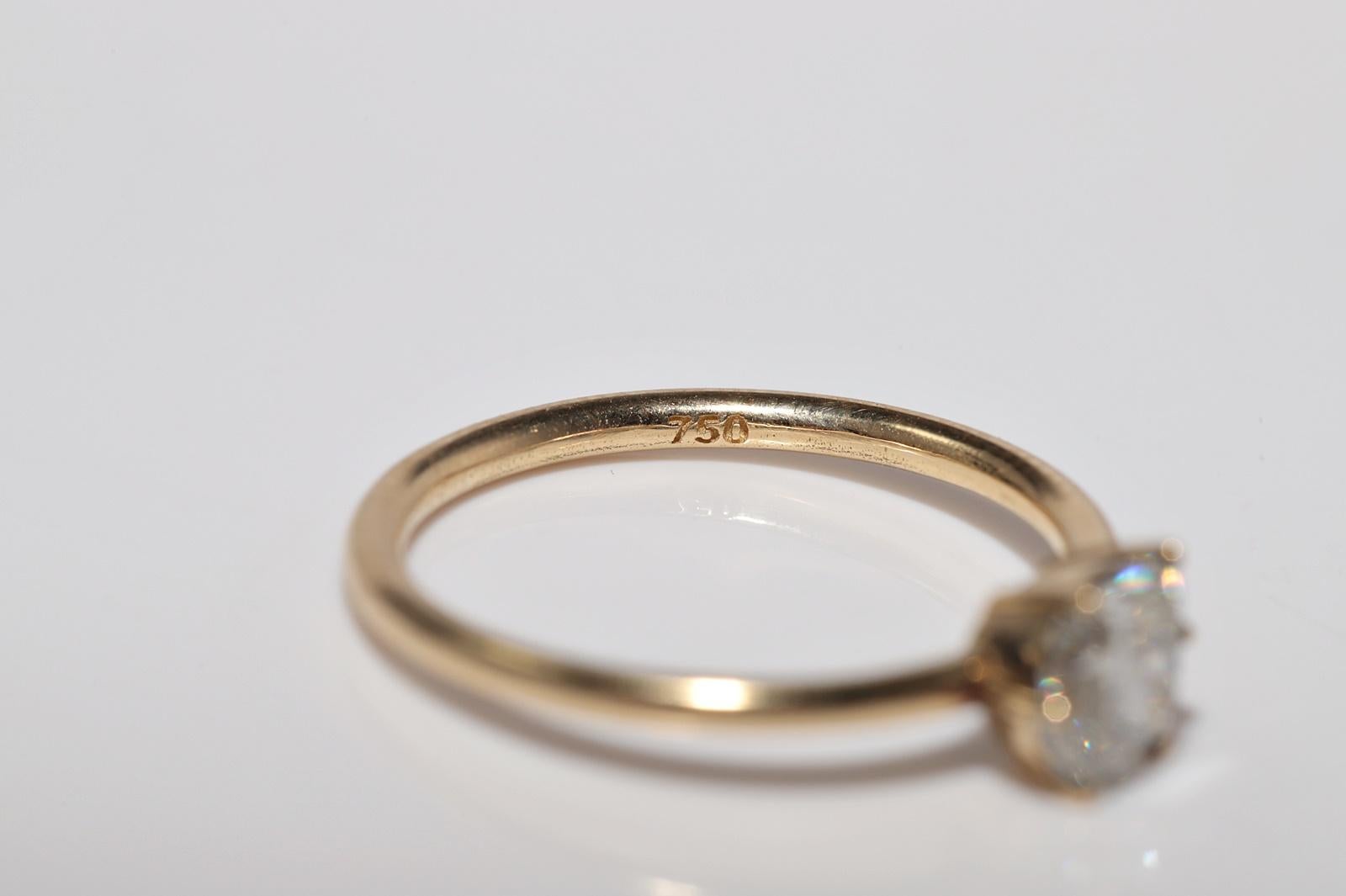 Anillo solitario decorado con diamantes naturales talla cojín de oro de 18k de nueva factura en venta 7