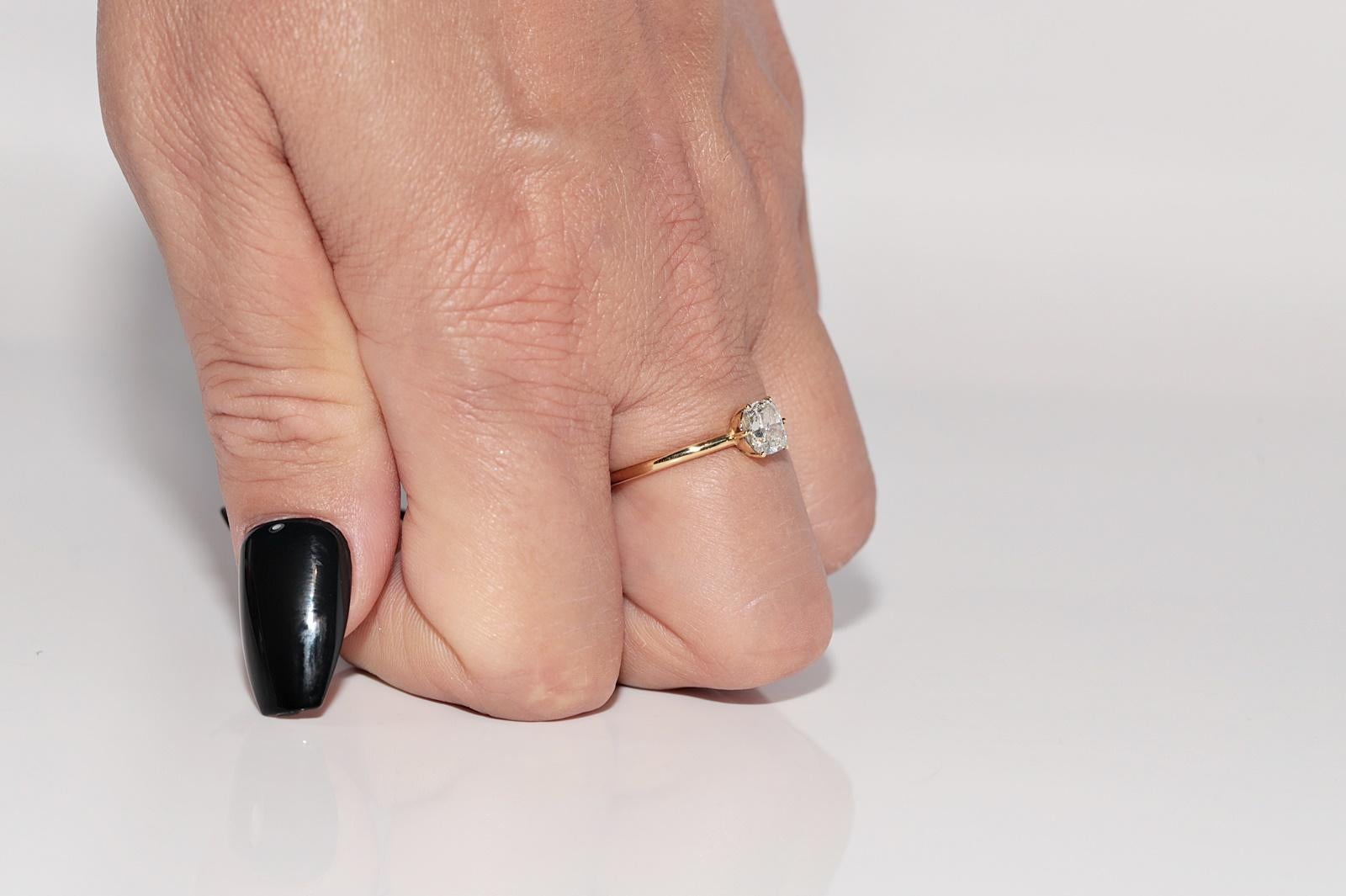 New Made 18k Gold natürlichen Kissenschliff Diamant dekoriert Solitär-Ring im Angebot 12