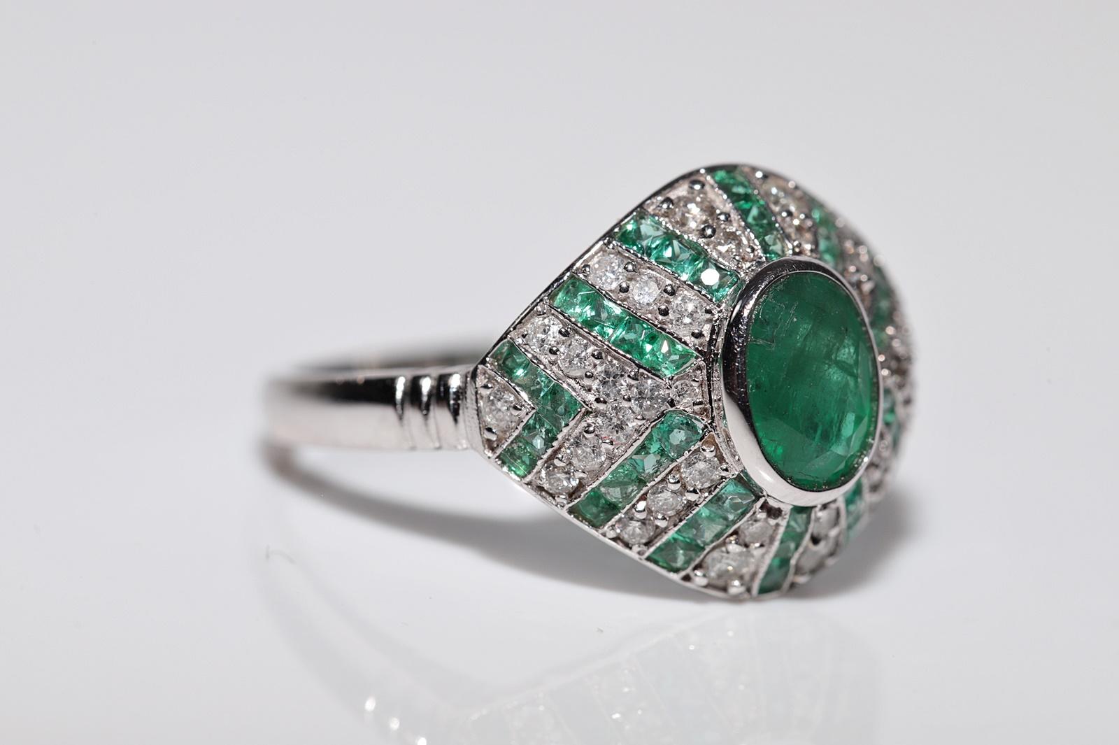 Neuer 18 Karat Gold Smaragdring mit natürlichem Diamanten im Kaliberschliff und Smaragd im Ovalschliff im Zustand „Neu“ im Angebot in Fatih/İstanbul, 34