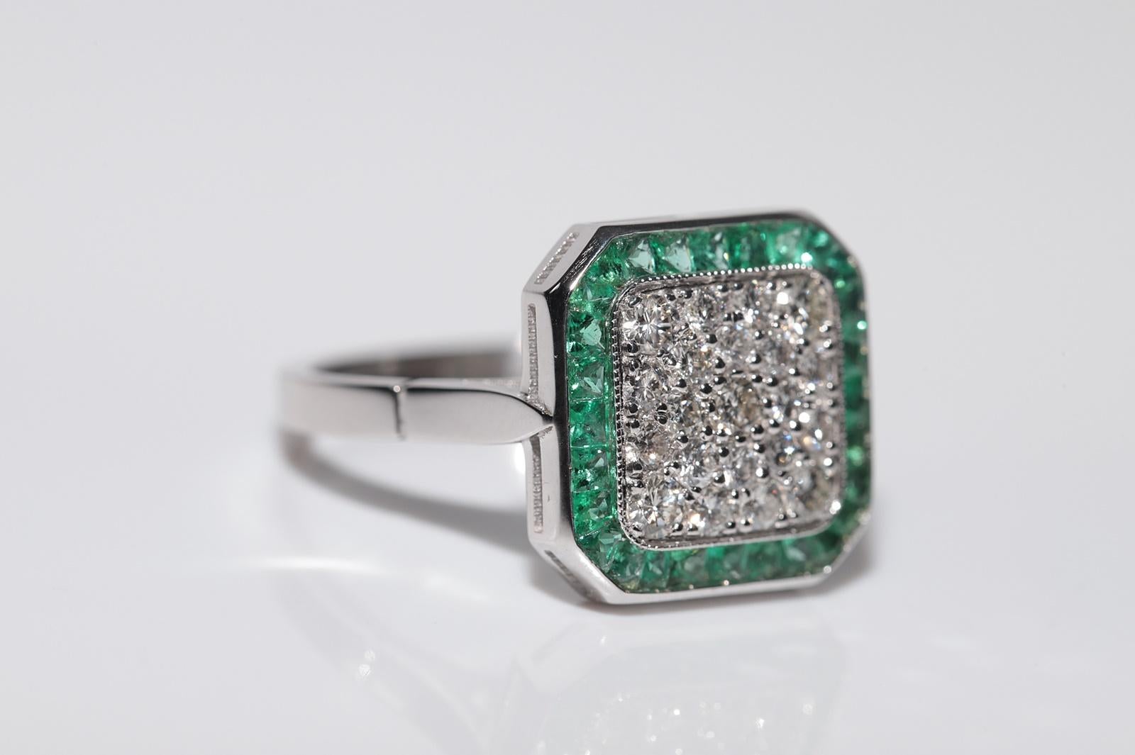 Neuer 18 Karat Gold Natürlicher Diamant und Smaragd im Kaliberschliff Smaragd Dekorierter Ring im Zustand „Neu“ im Angebot in Fatih/İstanbul, 34