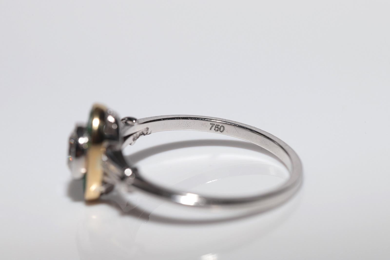 Anillo solitario de diamante natural y esmeralda talla calibre en oro de 18k de nueva factura en venta 7