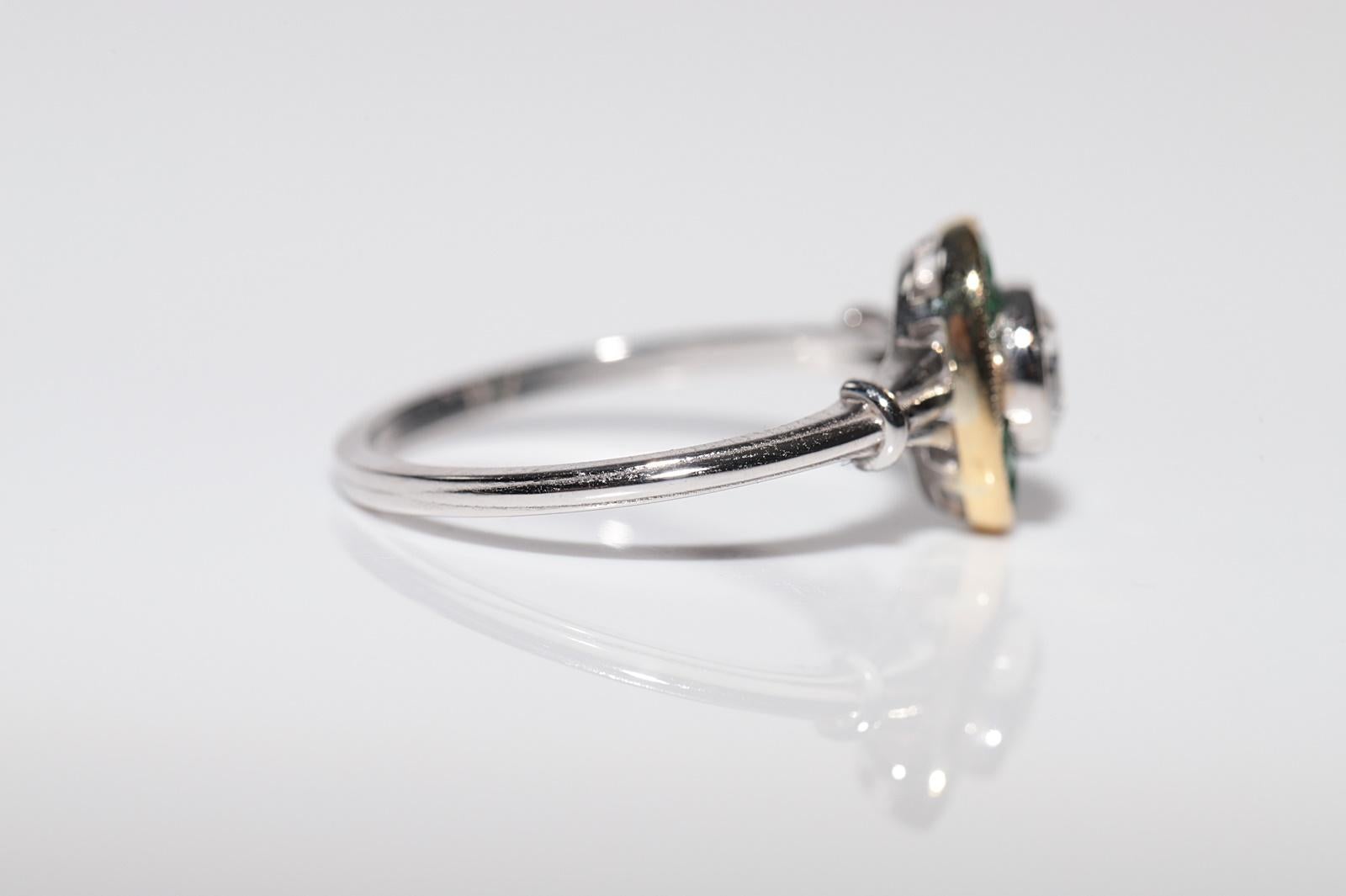 De las mujeres Anillo solitario de diamante natural y esmeralda talla calibre en oro de 18k de nueva factura en venta