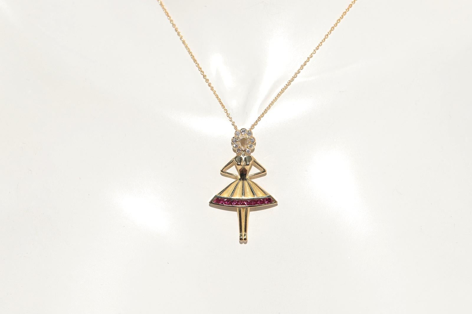 Modern New Made 18k Gold Natural Diamond And Caliber Cut Ruby  Ballerina Necklace For Sale