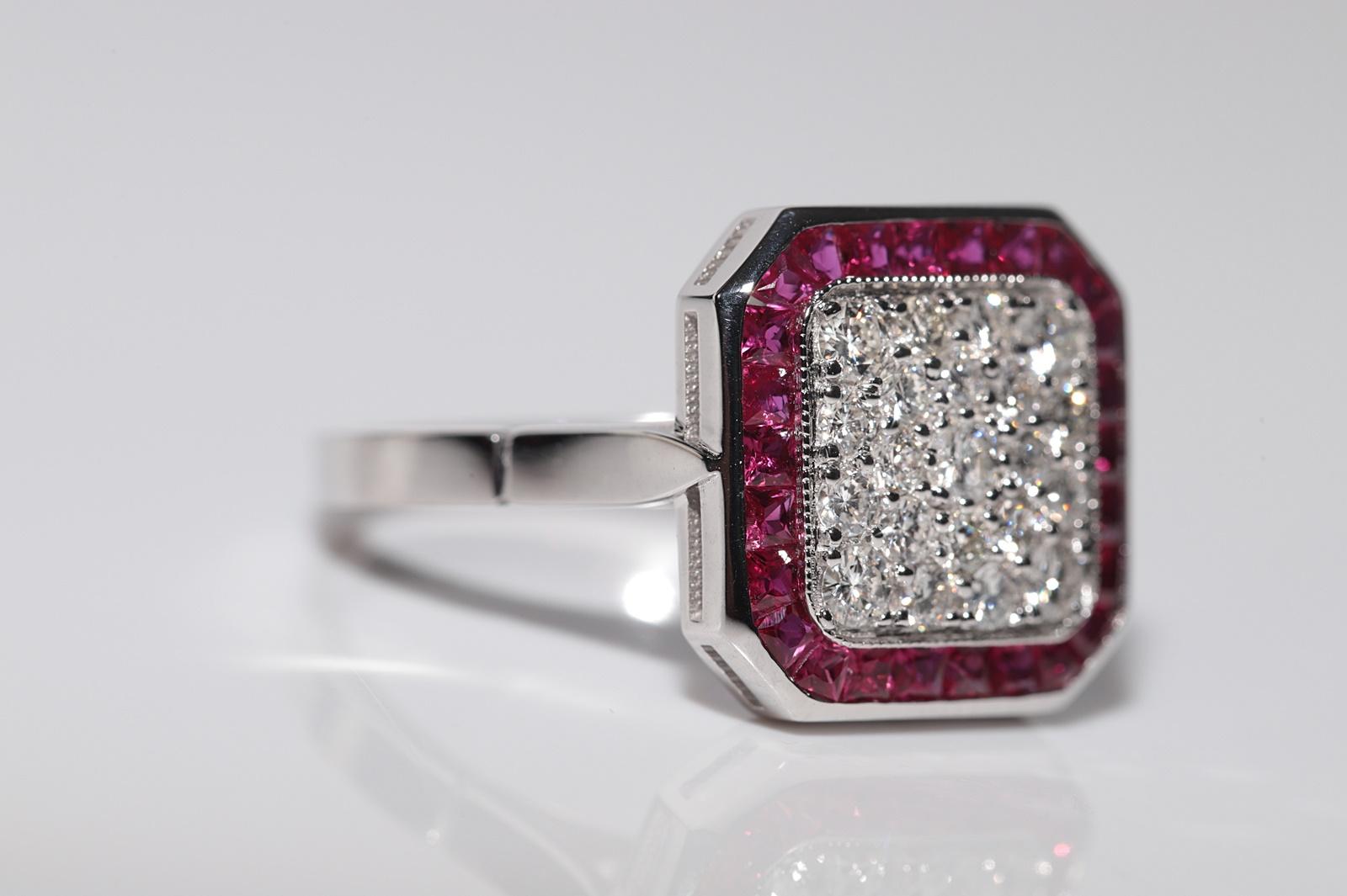 Anillo decorado con diamantes naturales y rubíes talla calibre en oro de 18 quilates de nueva factura en Nuevo estado para la venta en Fatih/İstanbul, 34