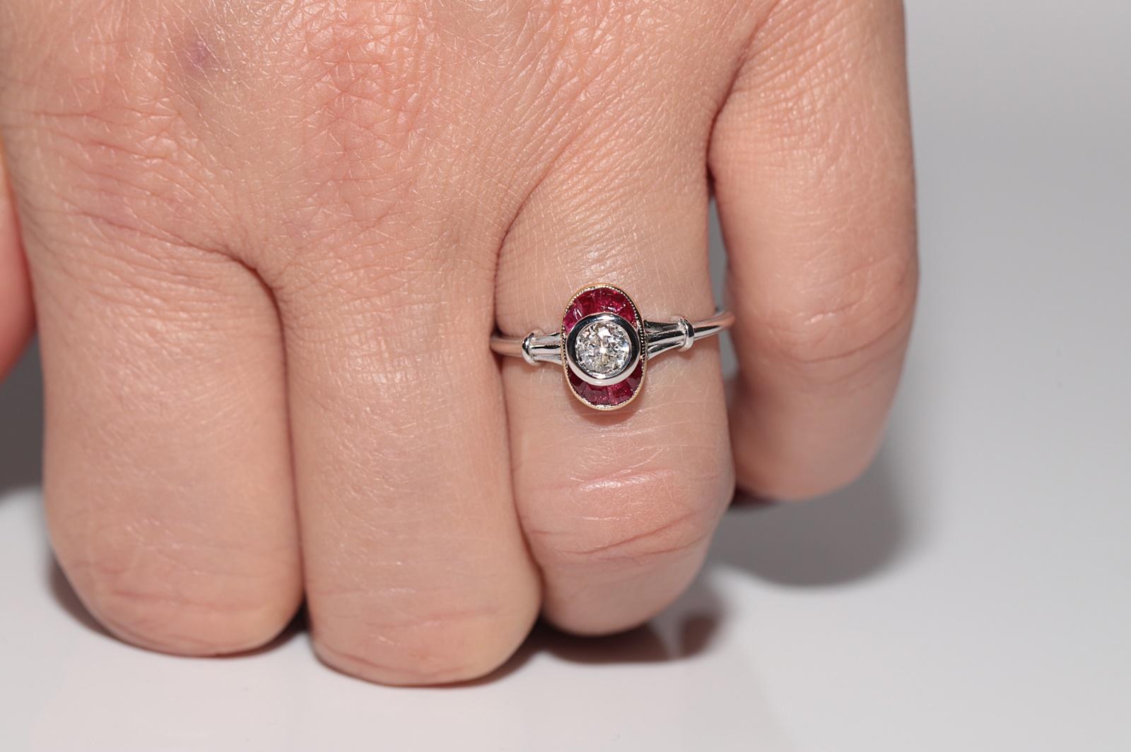 Neuer Solitär-Ring, 18 Karat Gold, natürlicher Diamant und Rubin im Kaliberschliff, Solitär im Angebot 8