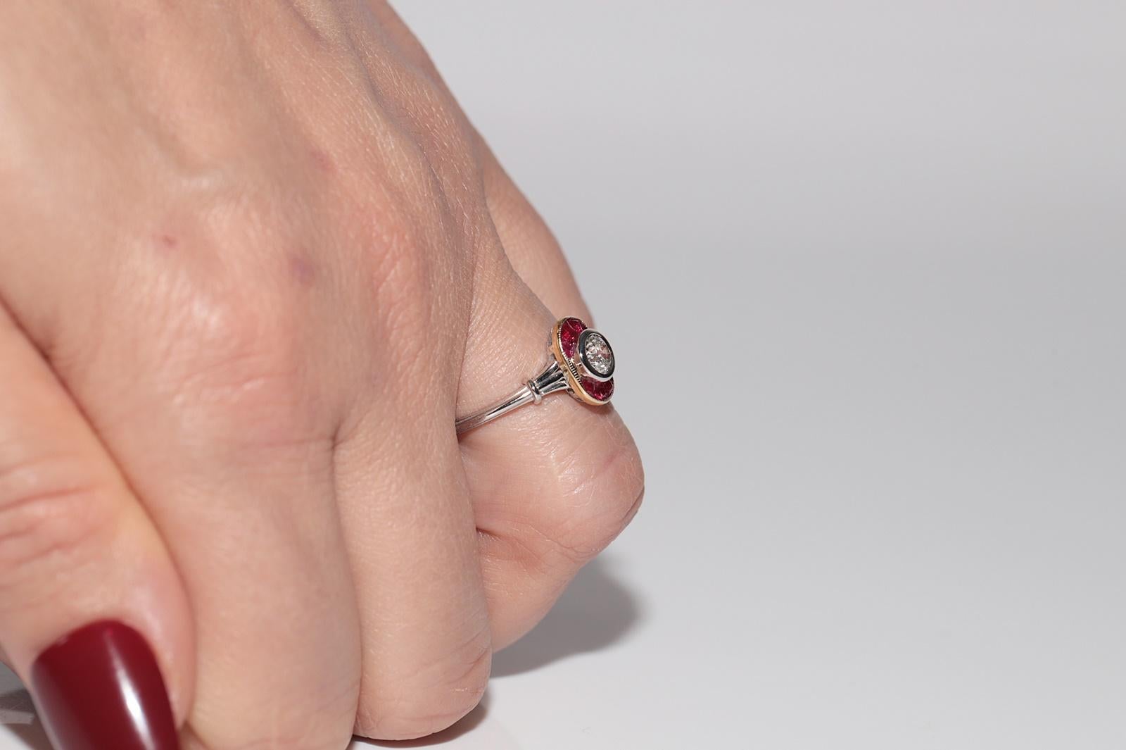 Neuer Solitär-Ring, 18 Karat Gold, natürlicher Diamant und Rubin im Kaliberschliff, Solitär im Angebot 9