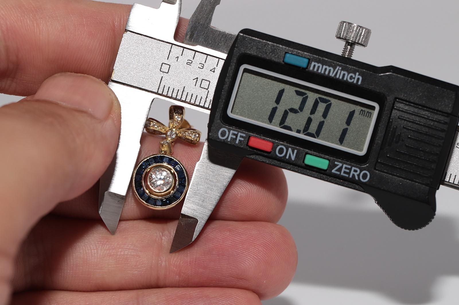 New Made Boucles d'oreilles pendantes en or 18k avec diamant naturel et saphir taillé en calibre en vente 13