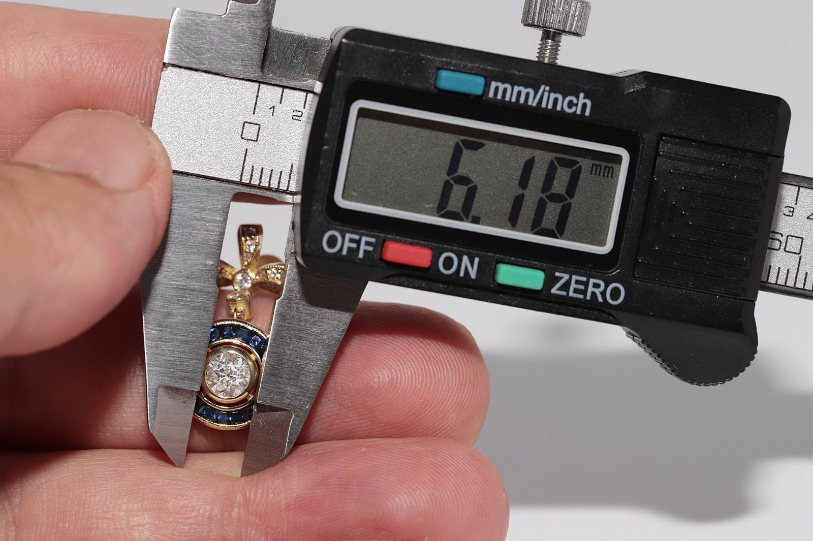 New Made Boucles d'oreilles pendantes en or 18k avec diamant naturel et saphir taillé en calibre en vente 14