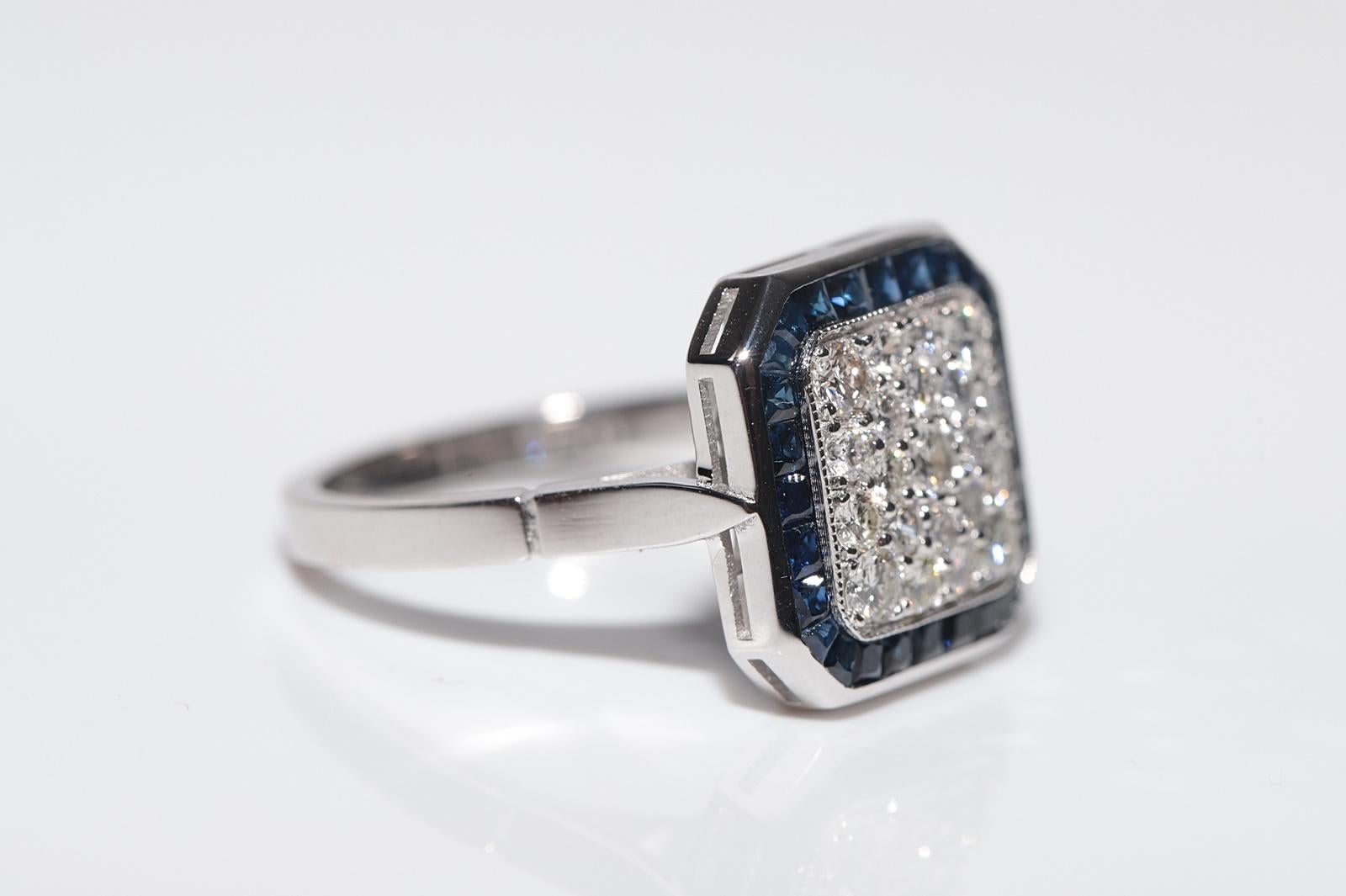 Bague de fabrication récente en or 18 carats décorée de diamants naturels et de saphirs taille calibre Neuf - En vente à Fatih/İstanbul, 34
