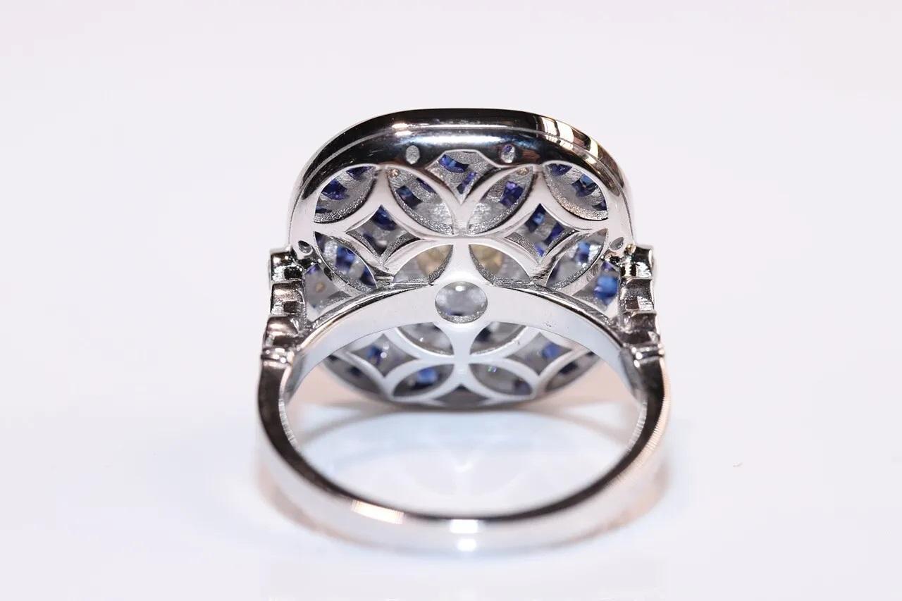 Bague de fabrication récente en or 18 carats décorée de diamants naturels et de saphirs calibrés Bon état - En vente à Fatih/İstanbul, 34