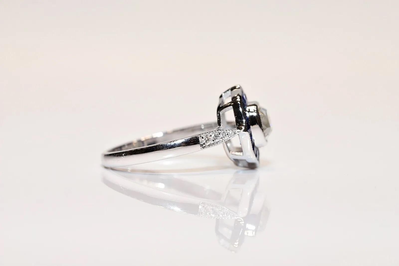 Bague solitaire en or 18 carats de fabrication récente, avec diamant naturel et saphir calibré Neuf - En vente à Fatih/İstanbul, 34