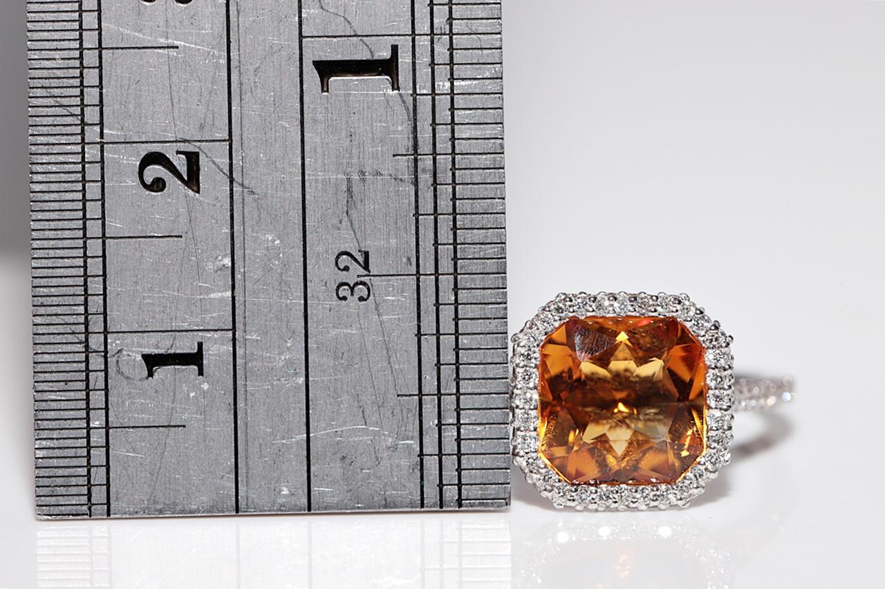 Anillo Decorado con Diamantes Naturales y Citrino en Oro de 18k de Nueva Fabricación en venta 4