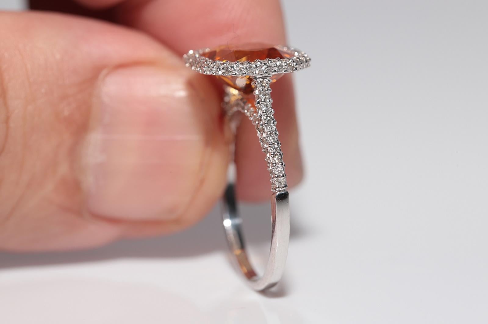 Anillo Decorado con Diamantes Naturales y Citrino en Oro de 18k de Nueva Fabricación en venta 6
