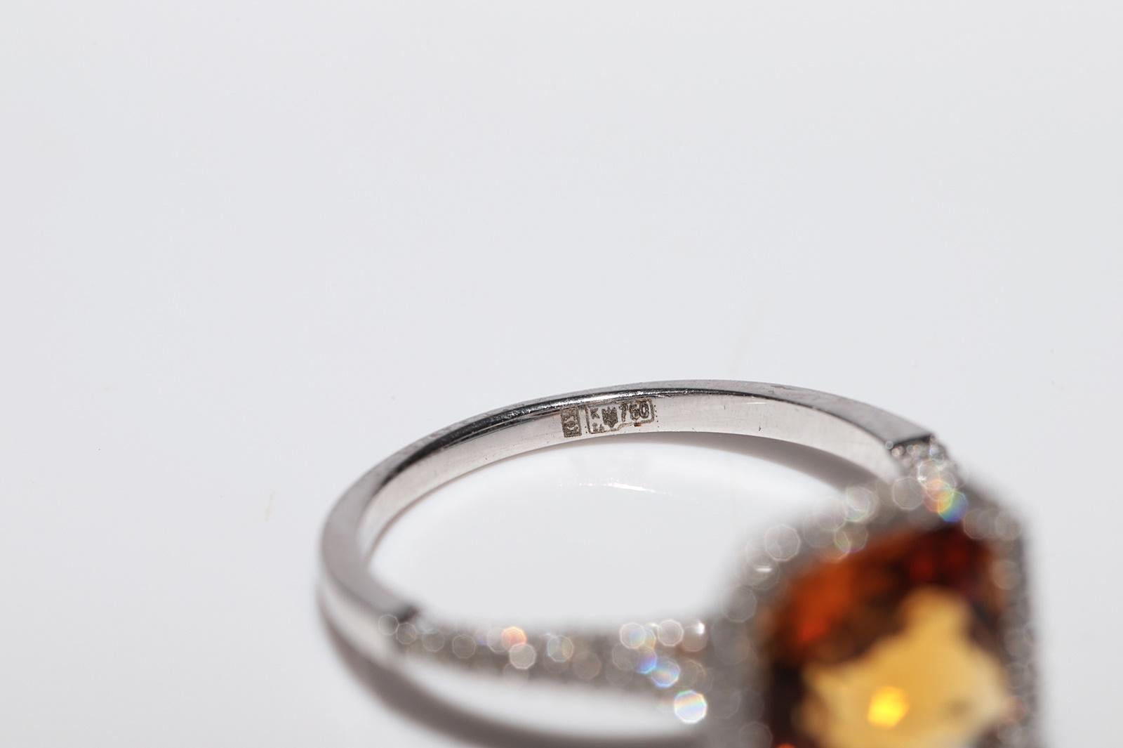 Anillo Decorado con Diamantes Naturales y Citrino en Oro de 18k de Nueva Fabricación en venta 7