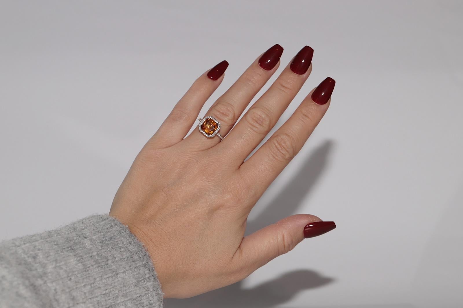 Anillo Decorado con Diamantes Naturales y Citrino en Oro de 18k de Nueva Fabricación en venta 9