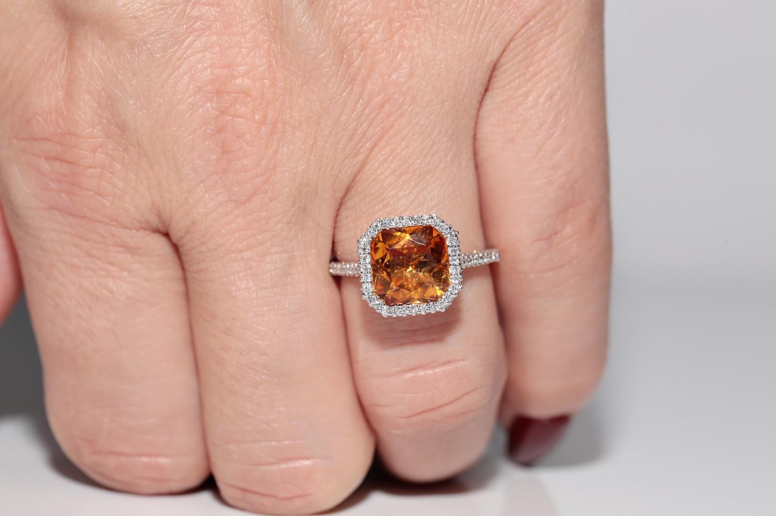 Anillo Decorado con Diamantes Naturales y Citrino en Oro de 18k de Nueva Fabricación en venta 11