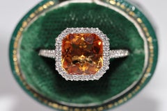 New Made 18k Gold Natural Diamond And Citrine Decorated Ring
