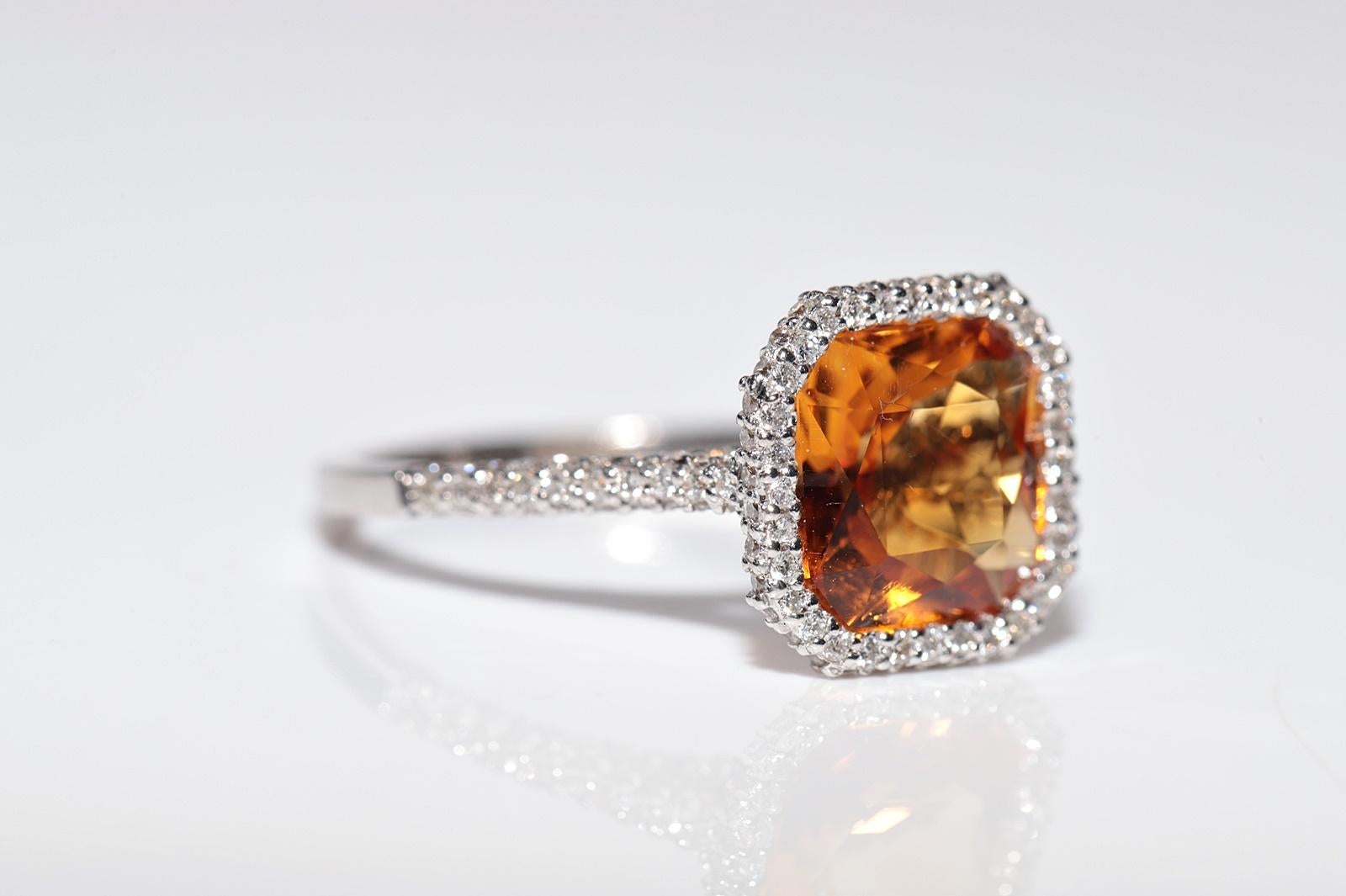 Anillo Decorado con Diamantes Naturales y Citrino en Oro de 18k de Nueva Fabricación en Bueno estado para la venta en Fatih/İstanbul, 34