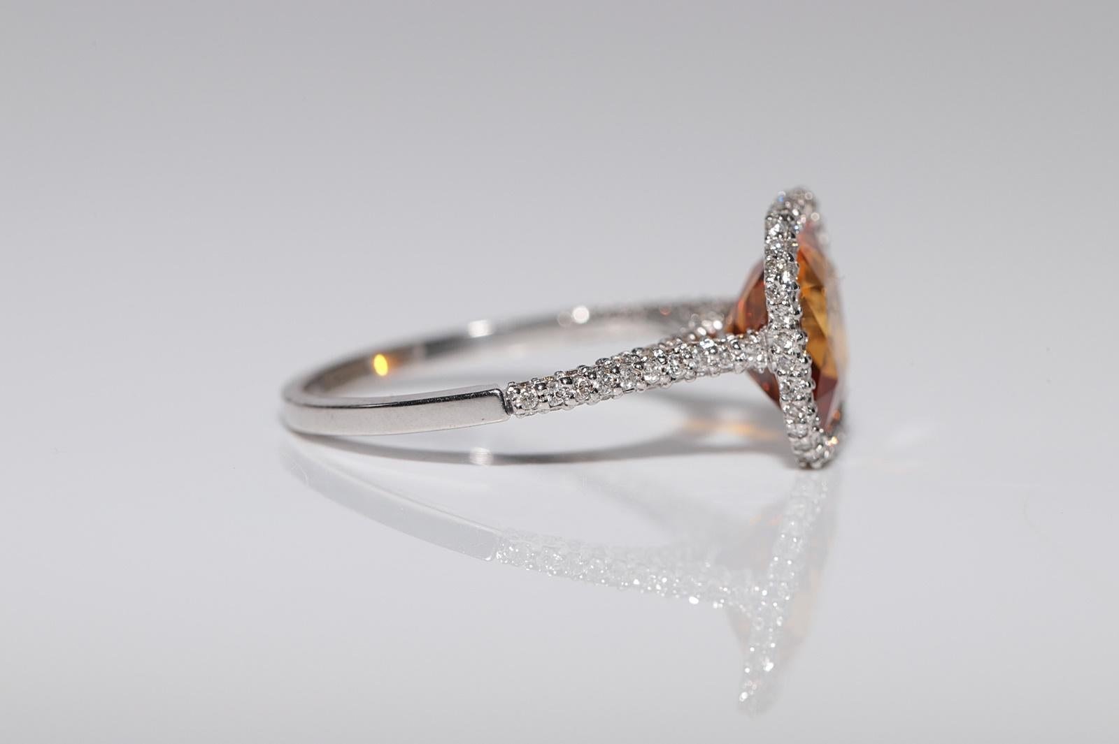 Bague neuve fabriquée en or 18 carats décorée de diamants naturels et de citrine Pour femmes en vente