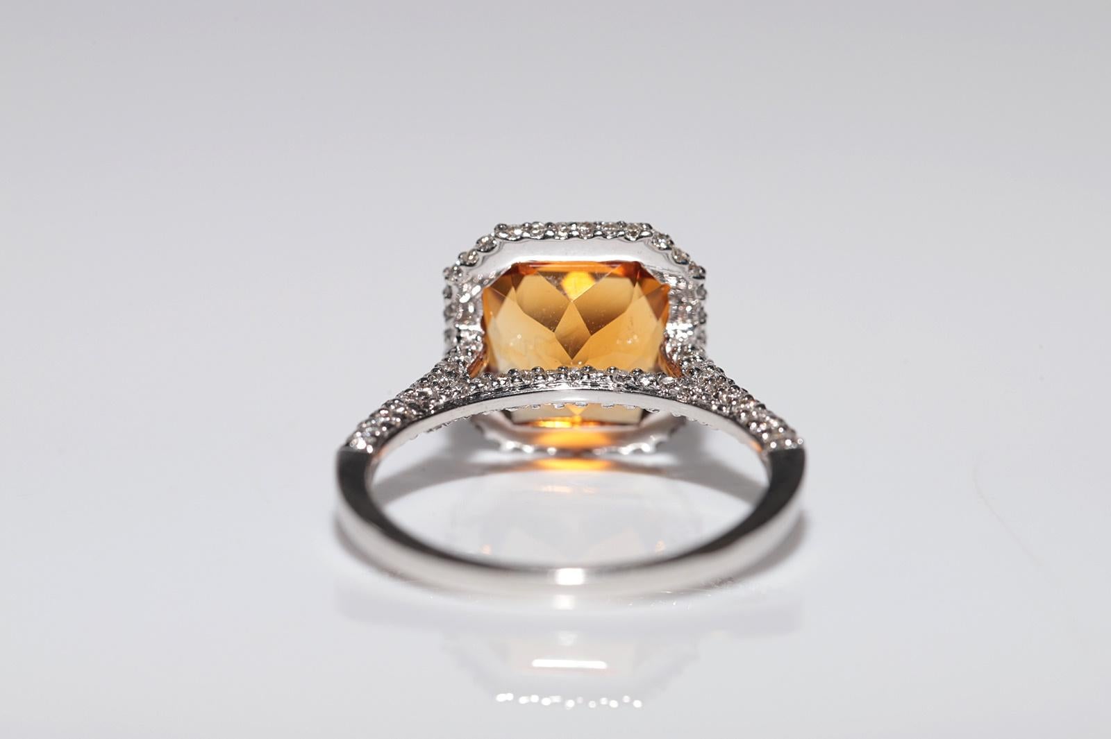 Anillo Decorado con Diamantes Naturales y Citrino en Oro de 18k de Nueva Fabricación en venta 2