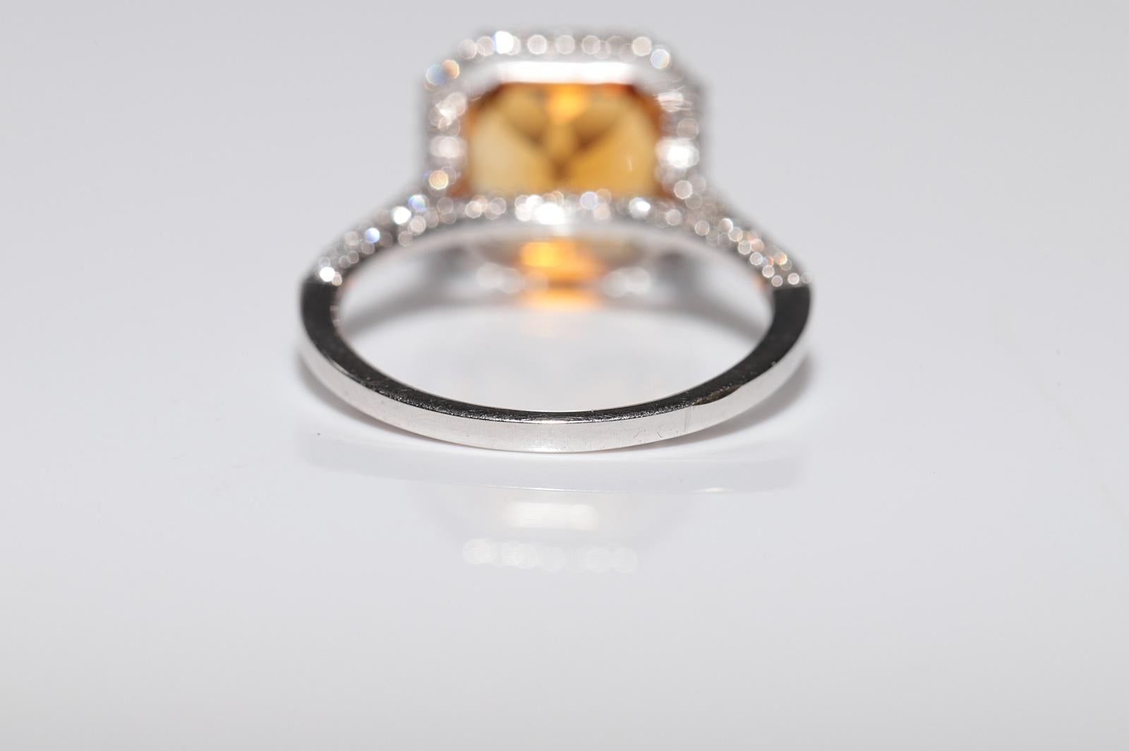 Anillo Decorado con Diamantes Naturales y Citrino en Oro de 18k de Nueva Fabricación en venta 3
