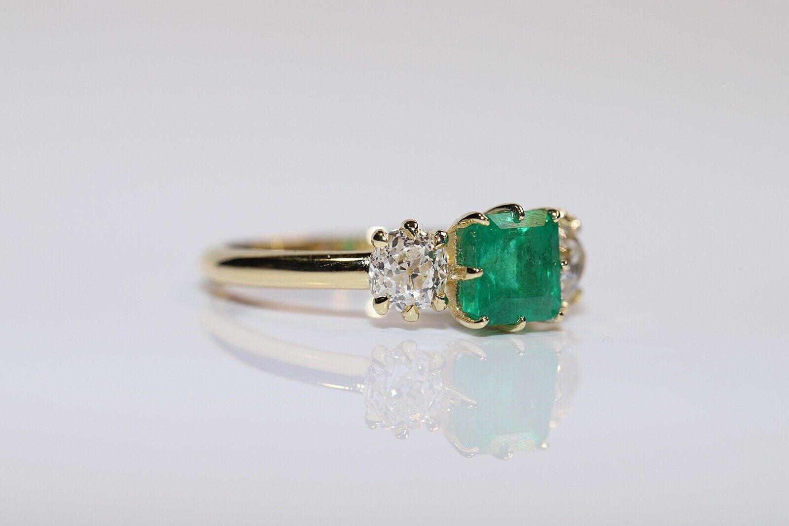 New Made 18k Gold natürlichen Diamanten und Smaragd verziert hübschen Ring Damen im Angebot