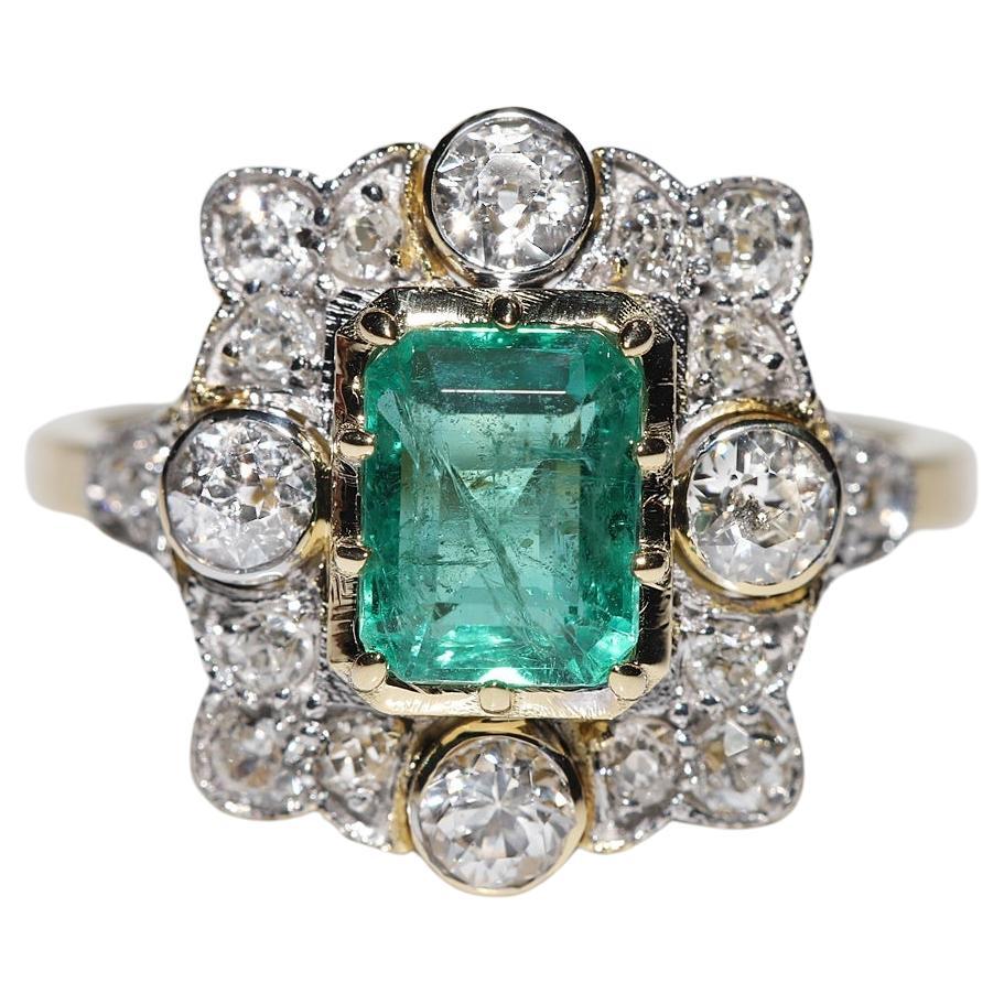 New Made 18k Gold natürlichen Diamanten und Smaragd verziert Ring