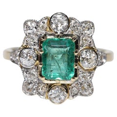 New Made 18k Gold natürlichen Diamanten und Smaragd verziert Ring