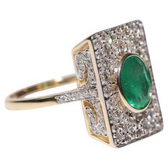 Anello di nuova fabbricazione in oro 18k con diamante naturale e smeraldo di forma quadrata