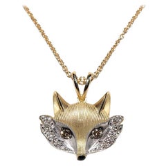 New Made Collier pendentif renard en or 18k orné de diamants naturels et d'émail
