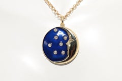 Collar Colgante New Moon de Oro de 18k Decorado con Diamantes Naturales y Esmalte