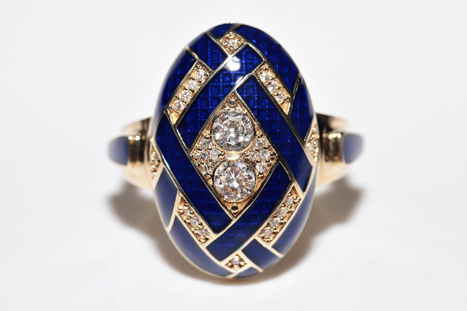 Modern New Made 18k Gold Natural Diamond And Enamel Decorated Oval Ring For Sale