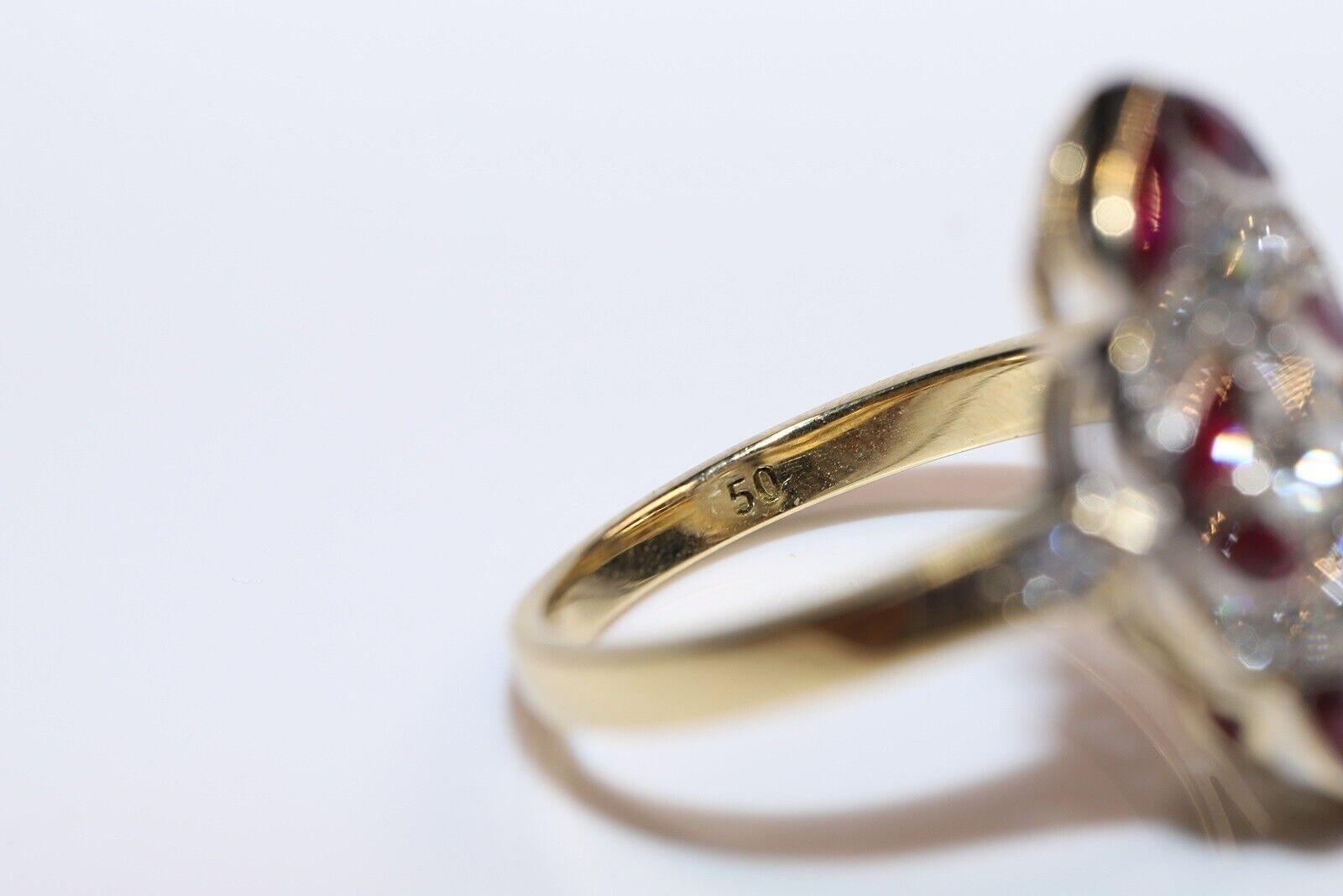 Diamante Natural Y  Anillo Navette Decorado con Rubí Corte Marquesa en venta 4