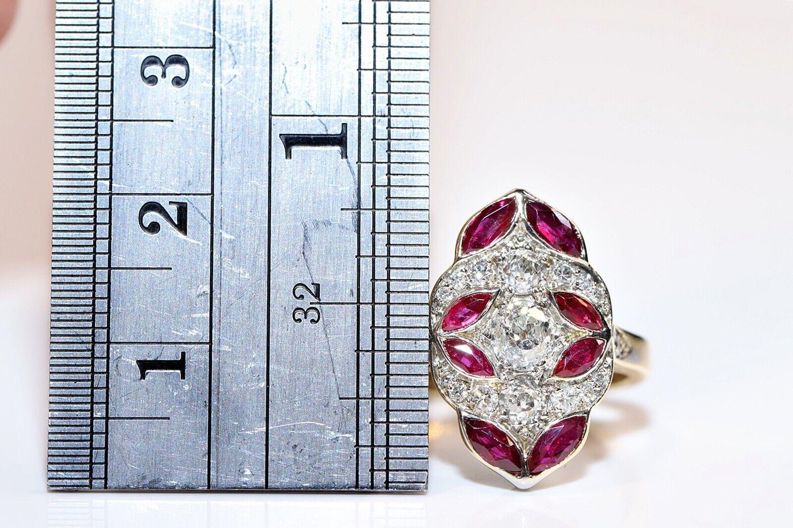 Diamante Natural Y  Anillo Navette Decorado con Rubí Corte Marquesa en Bueno estado para la venta en Fatih/İstanbul, 34