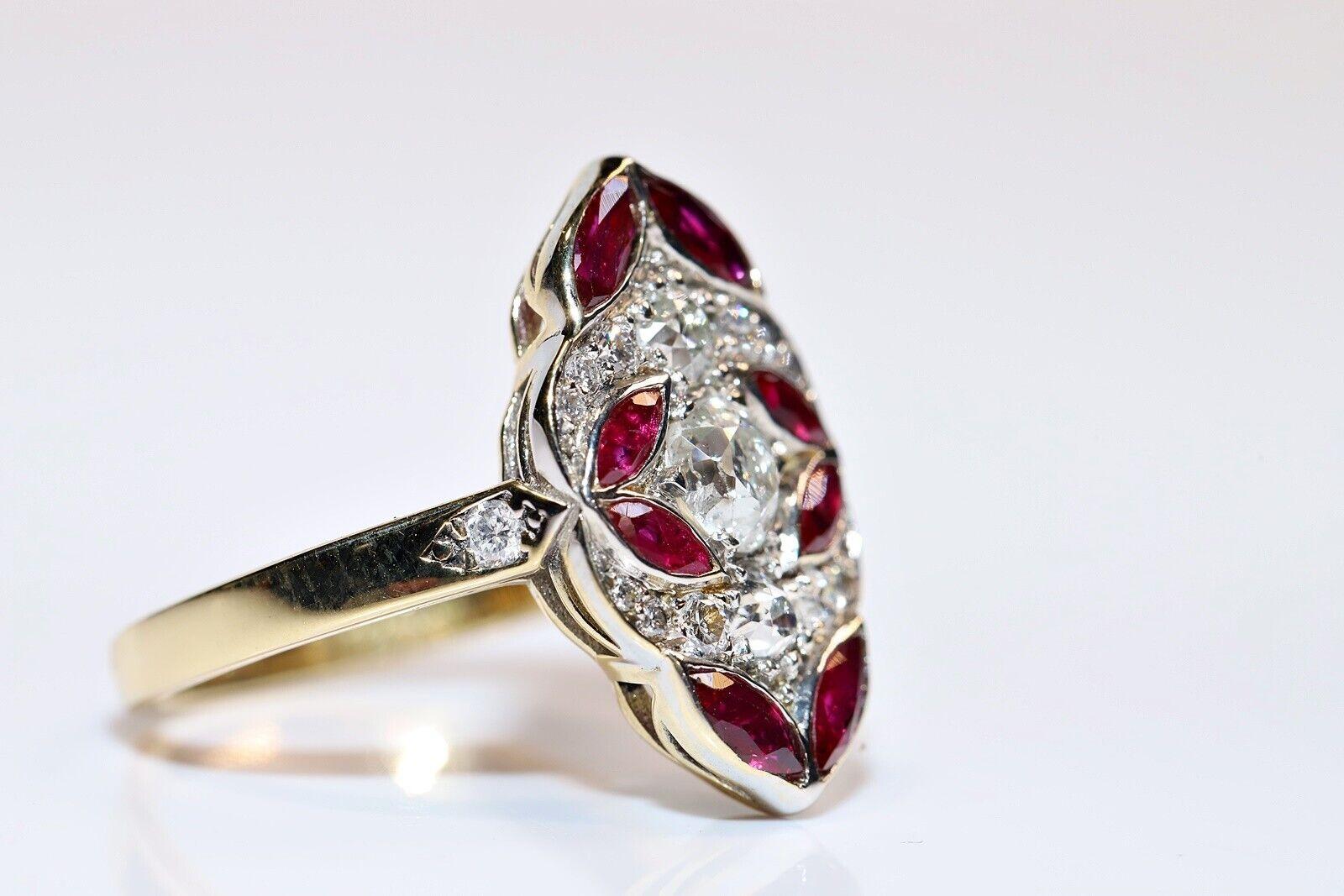 De las mujeres Diamante Natural Y  Anillo Navette Decorado con Rubí Corte Marquesa en venta