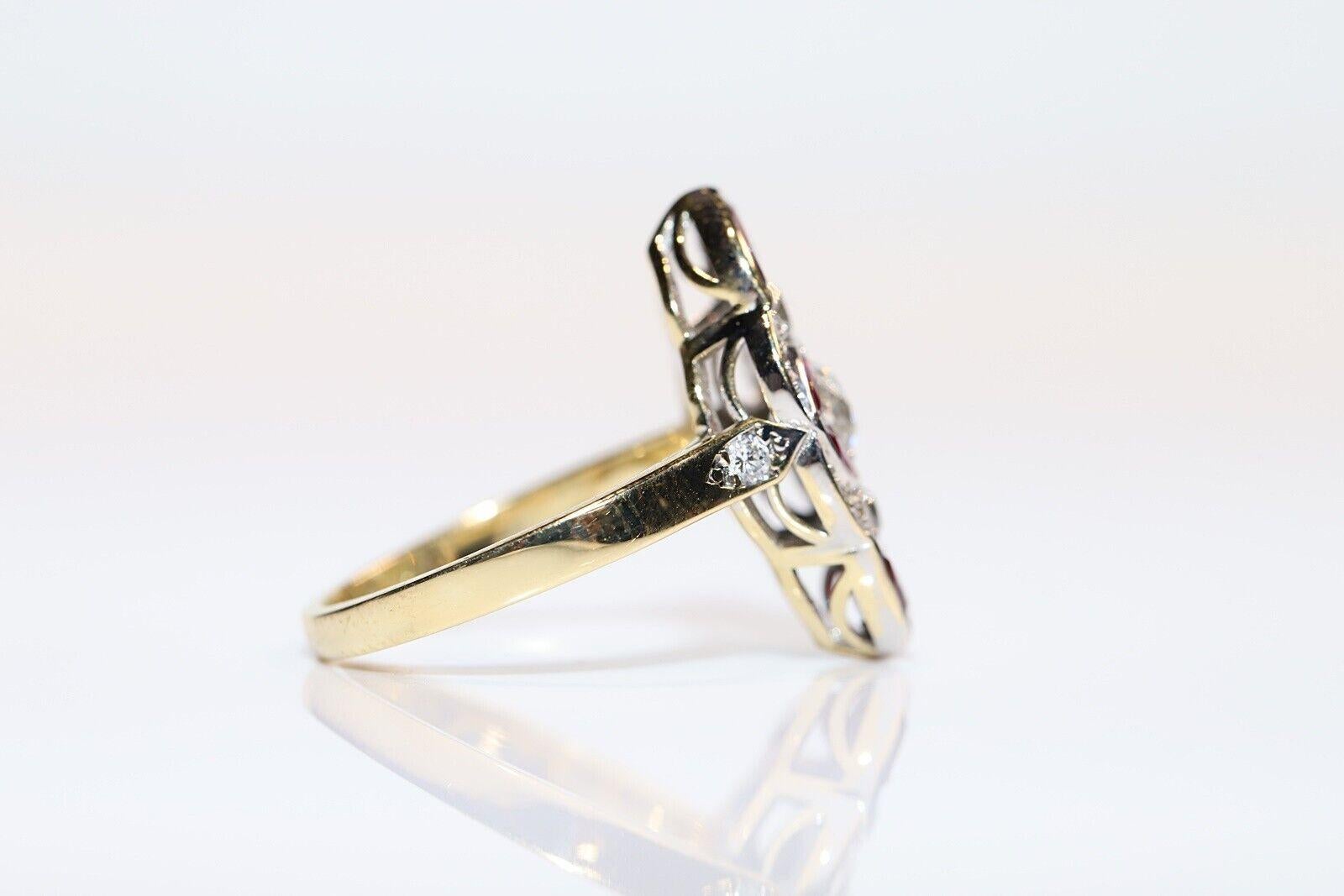Diamante Natural Y  Anillo Navette Decorado con Rubí Corte Marquesa en venta 1