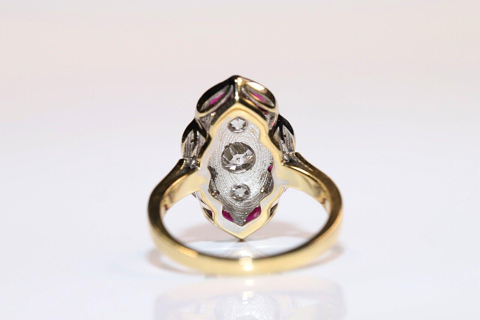 Diamante Natural Y  Anillo Navette Decorado con Rubí Corte Marquesa en venta 2