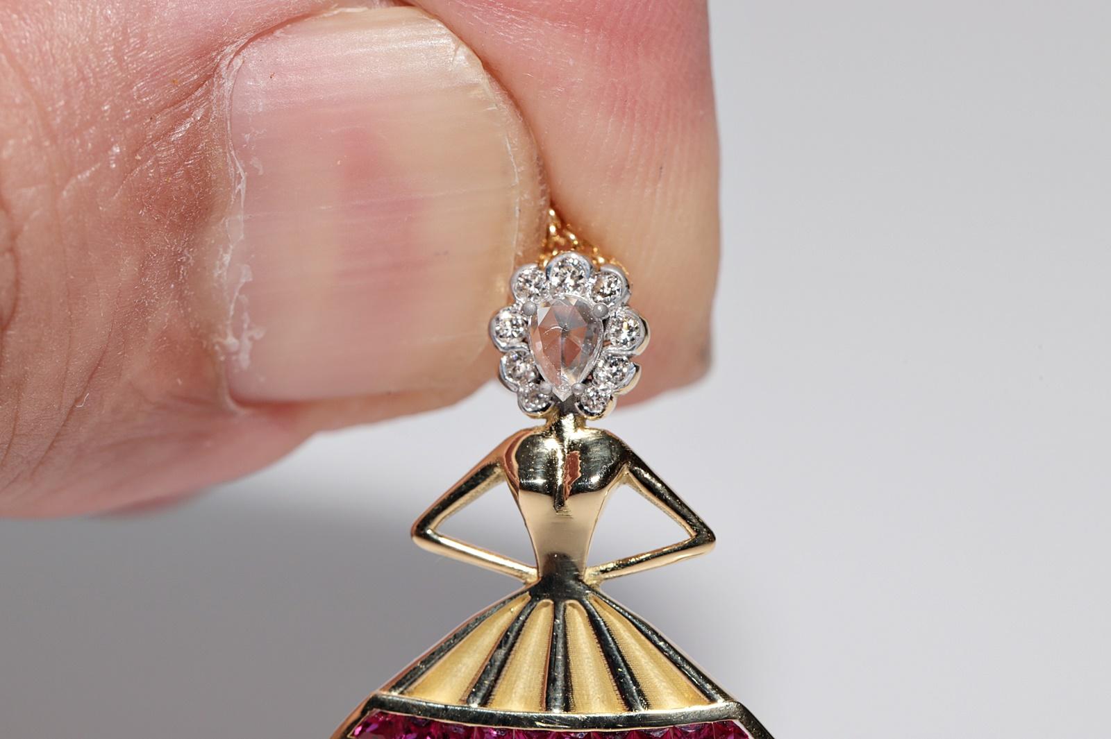 Collana con diamante naturale e rubino Ballerina Lady in oro 18k di nuova produzione in vendita 5