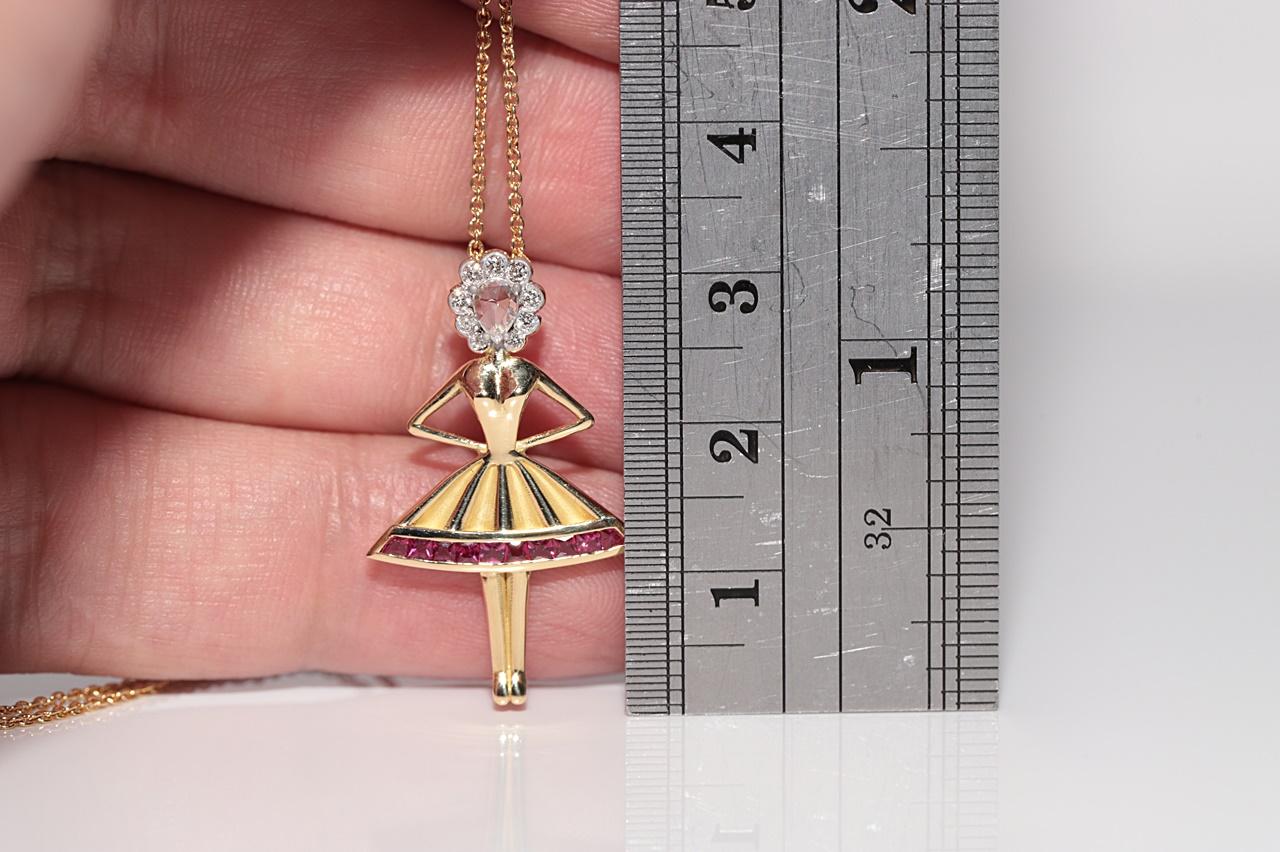 Donna Collana con diamante naturale e rubino Ballerina Lady in oro 18k di nuova produzione in vendita