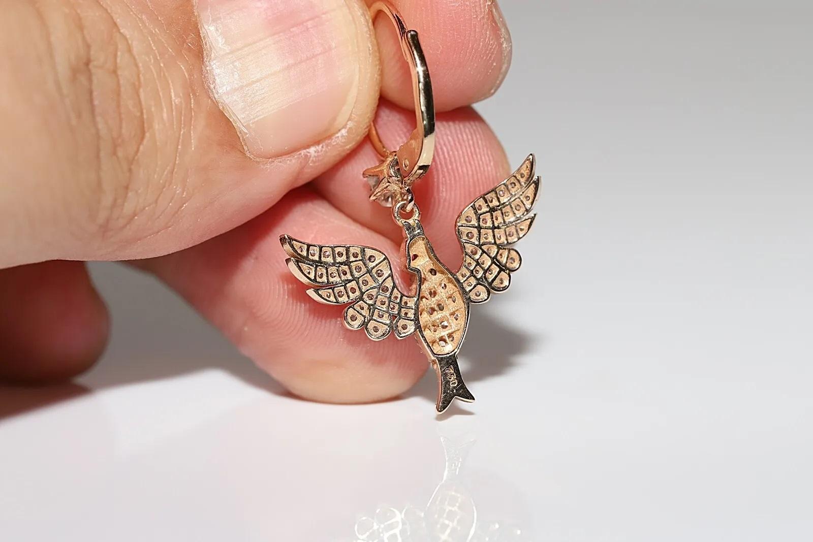New Made Boucle d'oreille oiseau en or 18k orné de diamants naturels et de rubis en vente 4