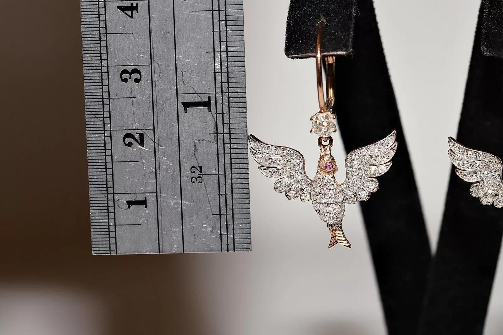Modern New Made 18k Gold Natural Diamond And Ruby Decorated Bird Earring For Sale
