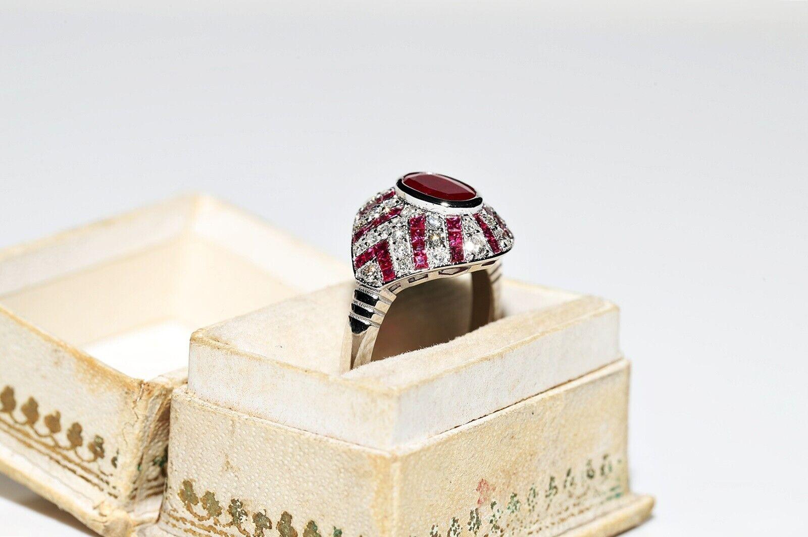 Brilliant Cut New Made 18k Gold Natural Diamond And Ruby Decorated Cocktail Ring For Sale